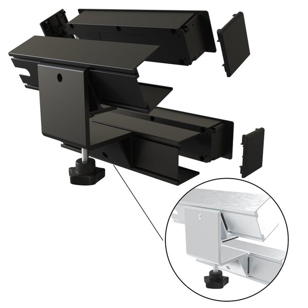 Richelieu Hardware 120 V Dual Clamp-On Power Bar and USB Power Station, Black - 3641313900