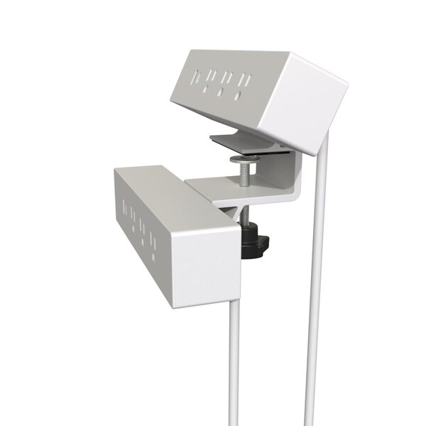 Richelieu Hardware 120 V Dual Clamp-On Power Bar and USB Power Station, White - 3641313030