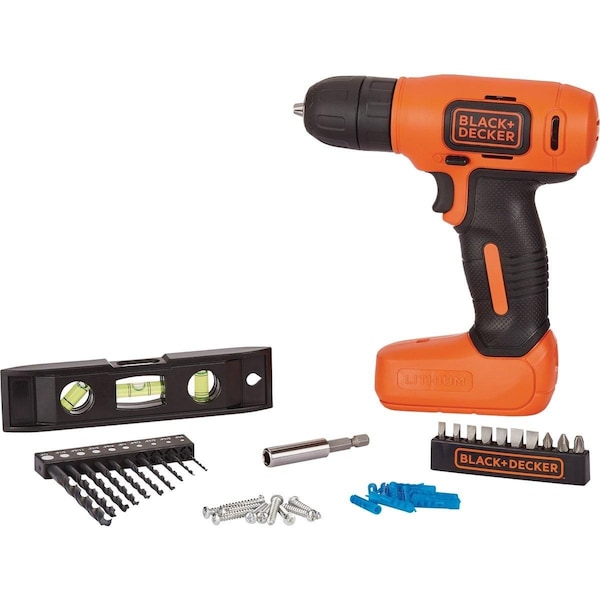 Black & Decker 8-Volt Lithium-Ion 3/8 In. Cordless Drill Home Project Kit - BDCD8HDPK