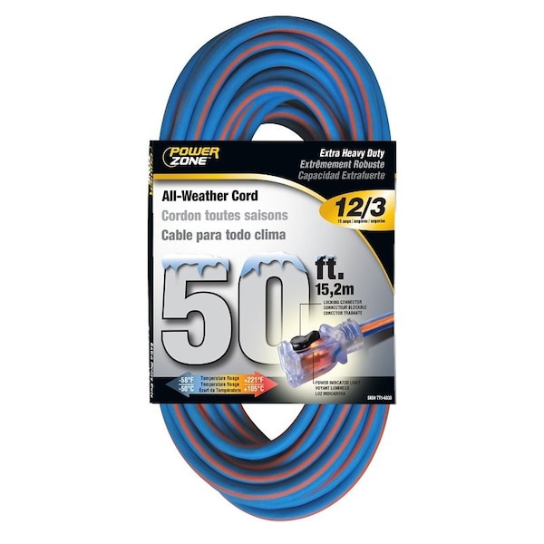 Powerzone Extreme Weather Extension Cord, 12 AWG, Outdoor, 50 ft - ORC530830