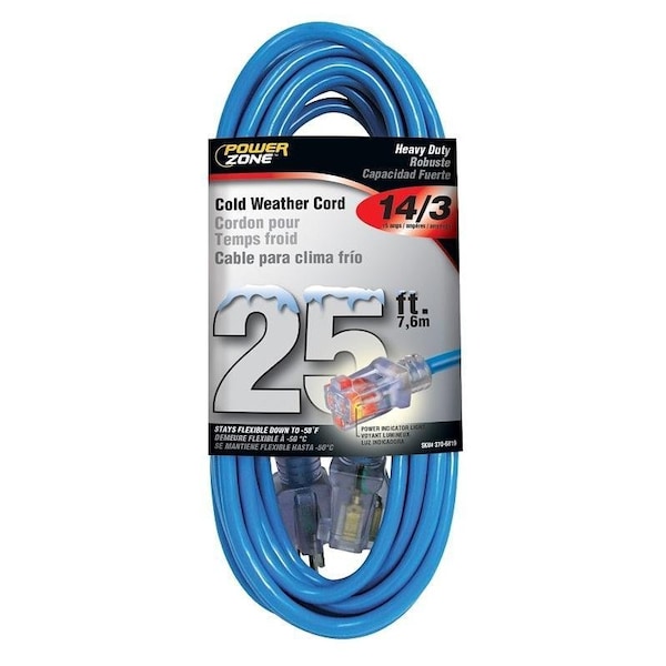 Powerzone Cold Weather Extension Cord, 14 AWG, Outdoor, 25 ft - ORCW511725