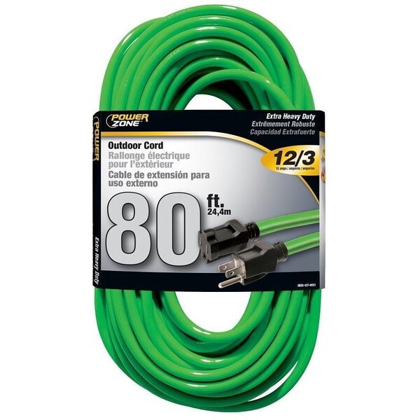 Powerzone Extension Cord, 12 AWG, 80 ft - ORN512833