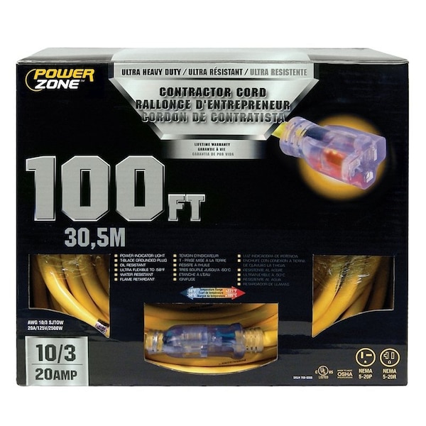 Powerzone Extension Cord Adapter, 10 AWG, 100 ft - ORP711935
