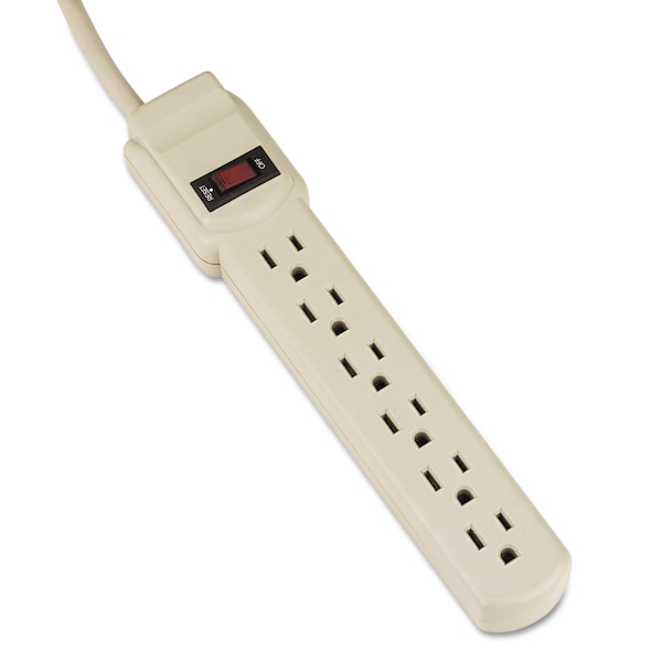 Innovera Six-Outlet Power Strip, 4 ft. Cord, 1-15/16 x 10-3/16 x 1-3/16, Ivory - IVR73304