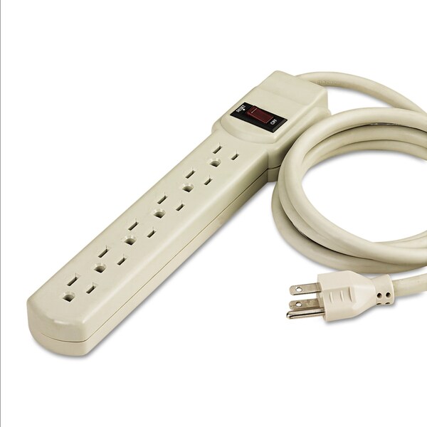 Innovera Six-Outlet Power Strip, 4 ft. Cord, 1-15/16 x 10-3/16 x 1-3/16, Ivory - IVR73304