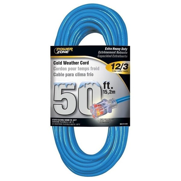 Powerzone Cold Weather Extension Cord, 12 AWG, Outdoor, 50 ft - ORCW511830