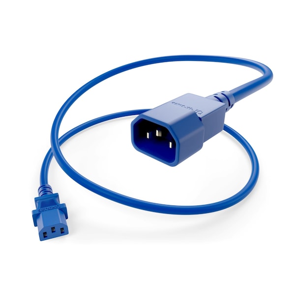 Unirise Usa Data Center Rated Power Cord C13-C14, 14Awg, 15Amp, 250V, Sjt Jacket,  - PWCD-C13C14-15A-07F-BLU