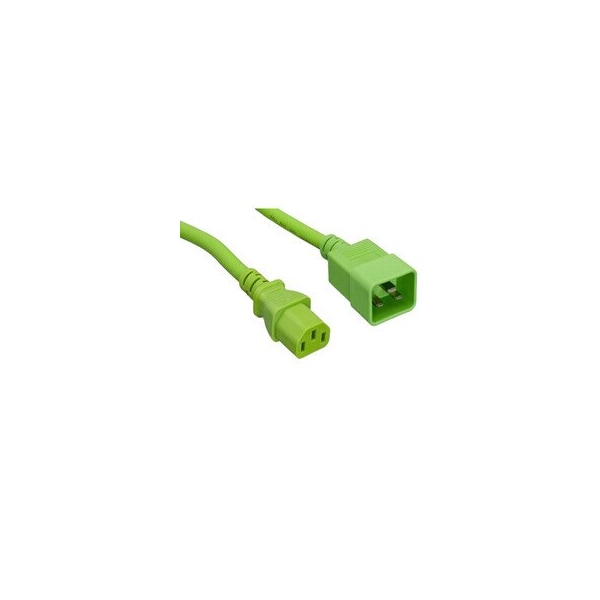 Swe-Tech 3C Server Power Extension Cord, Green, C20 to C13, 14AWG/3C, 15 Amp, 3 foot - FWT10W2-04203GN