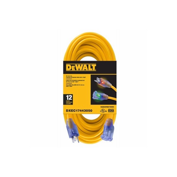 Century Wire & Cable SJTW Extension Cord, 12 AWG, 12/3, 50 ft - DXEC17443050