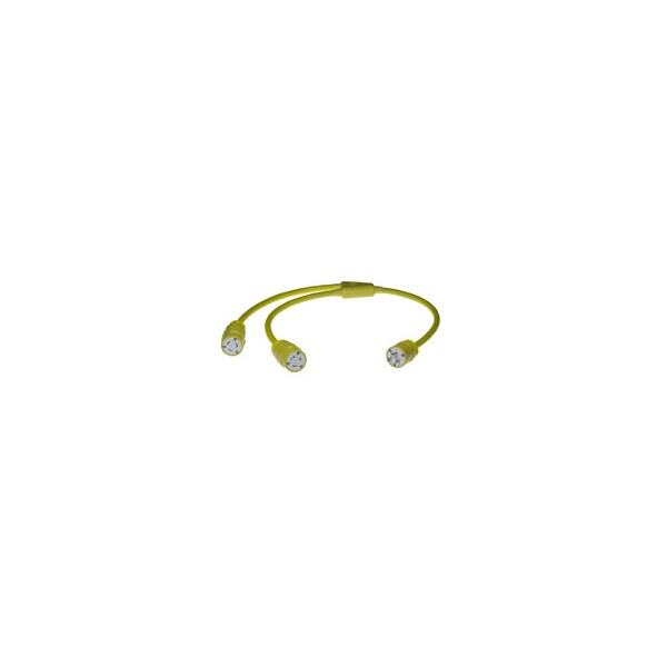 Woodhead SOOW; Molded Y-Splice Locking Extension Cord, 12 AWG, 12/3, 2 Outlets, L5-20P, 3 ft - 2647-Y