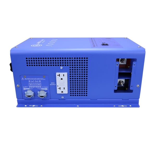 Aims Power Power Inverter and Battery Charger, Pure Sine Wave, 4,500 W Peak, 1,500 W Continuous, 2 Outlets - PICOGLF15W12V120V