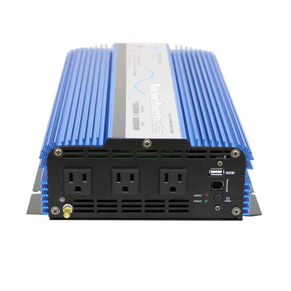 Aims Power Power Inverter, Pure Sine Wave, 3,000 W Peak, 1,500 W Continuous, 3 Outlets - PWRI150012120S