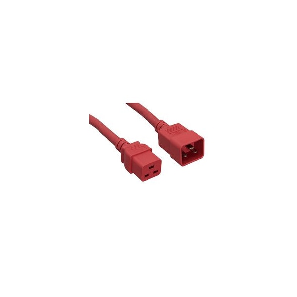 Swe-Tech 3C Heavy Duty Server Power Extension Cord, Red, C20 to C19, 12AWG/3C, 20 Amp, 8 foot - FWT10W3-41208RD