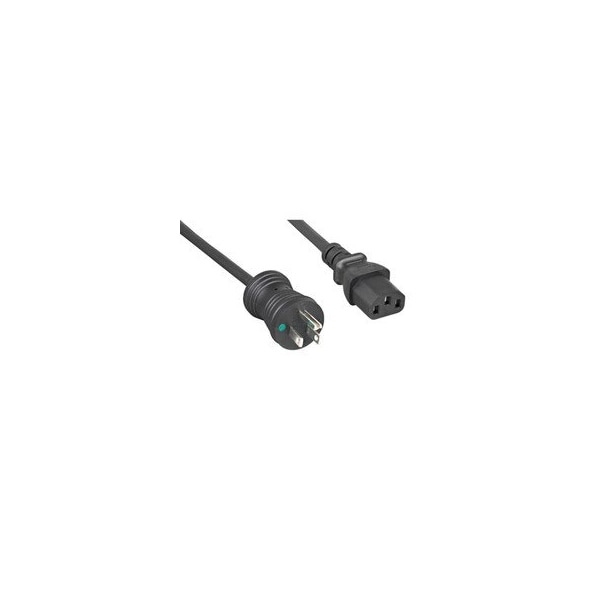 Swe-Tech 3C Hospital Grade Green Dot Power Cord, Nema 5-15 to C13, 18 AWG, SJT, 10 Amp / 125 Volt, Black, 10ft - FWT10W1-51010BK