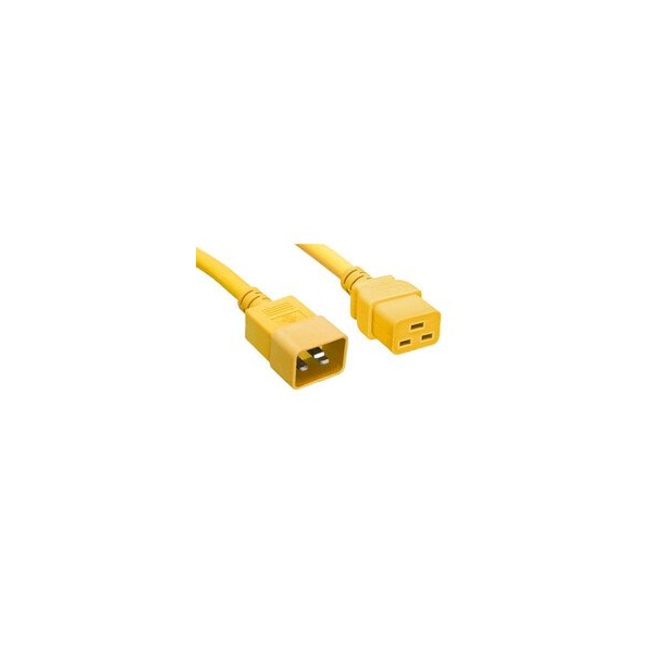 Swe-Tech 3C Heavy Duty Server Power Extension Cord, White, C20 to C19, 12AWG/3C, 20 Amp, 2 foot - FWT10W3-41202YL