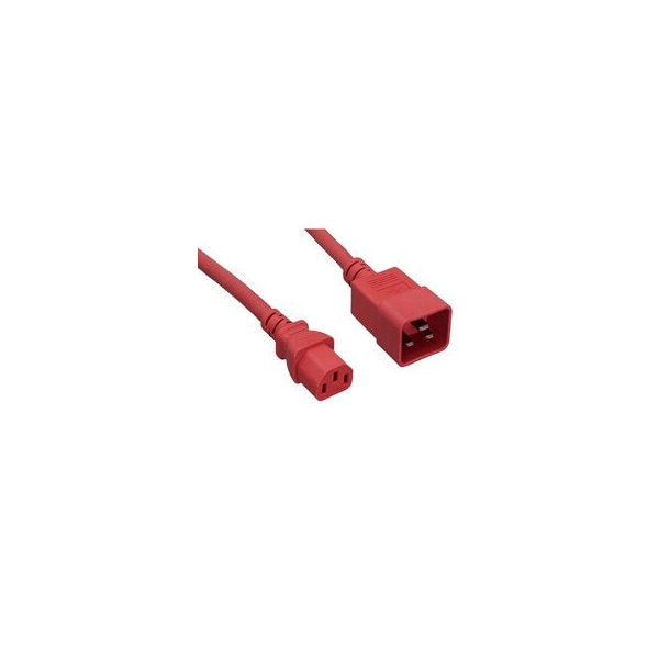 Swe-Tech 3C Server Power Extension Cord, Red, C20 to C13, 14AWG/3C, 15 Amp, 6 foot - FWT10W2-04206RD