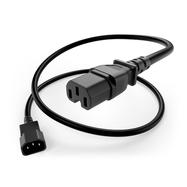 Unirise Usa Power Cord C14-C15, 15Amp, 14Awg, Sjt, 250V, Black, 8Ft - PWCD-C14C15-15A-08F-BLK