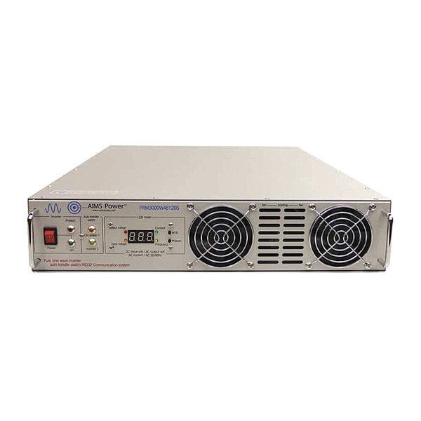 Aims Power Power Inverter, Pure Sine Wave, 6,000 W Peak, 3,000 W Continuous, 2 Outlets - PRM3000W24120S