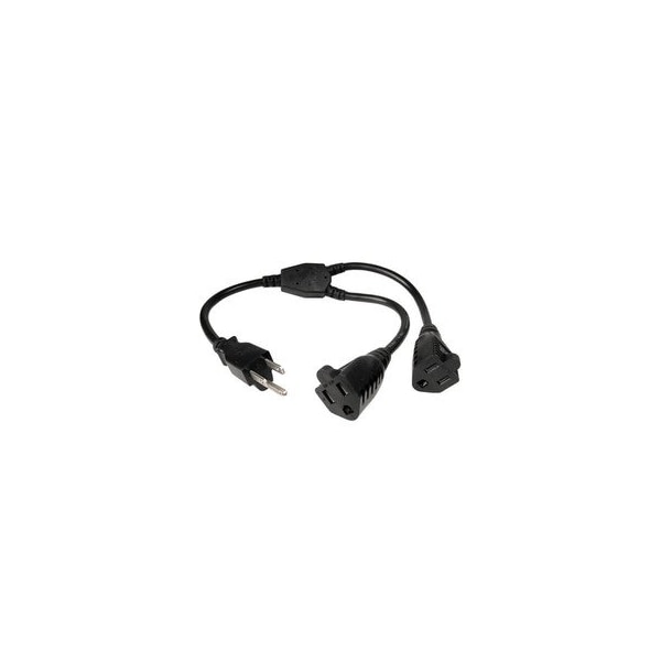 Swe-Tech 3C Power Y Cord, Black, NEMA 5-15P to Dual NEMA 5-15R, 16AWG, 13 Amp, 2 foot - FWT10W1-04202Y