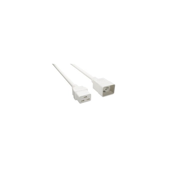 Swe-Tech 3C Heavy Duty Server Power Extension Cord, White, C20 to C19, 12AWG/3C, 20 Amp, 3 foot - FWT10W3-41203WH