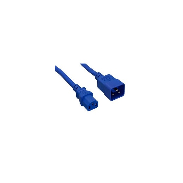 Swe-Tech 3C Server Power Extension Cord, Blue, C20 to C13, 14AWG/3C, 15 Amp, 3 foot - FWT10W2-04203BL