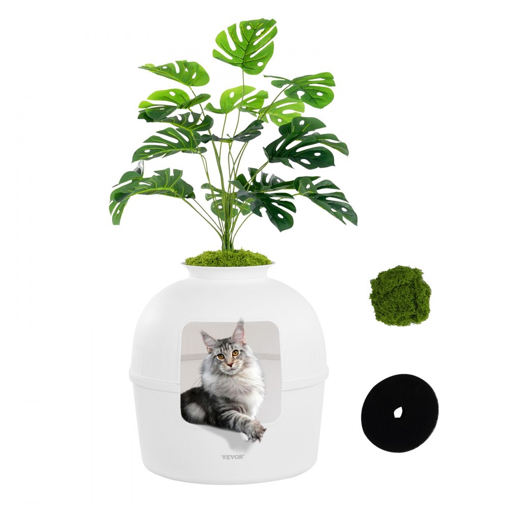 VEVOR Odor-Free Plant Cat Litter Box Hidden Cat Litter Box with Artificial Plant - HPPT2020INCH1ECD8V0
