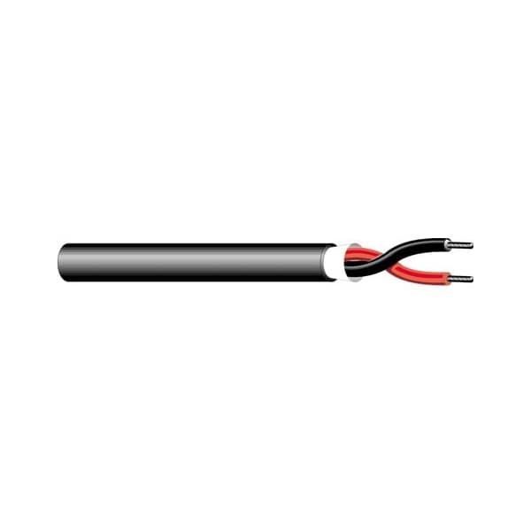 West Penn Wire Multi-Conductor Cable, 12 AWG, 2 C, Black, PVC, Stranded, 300V AC - AQ227BK1000