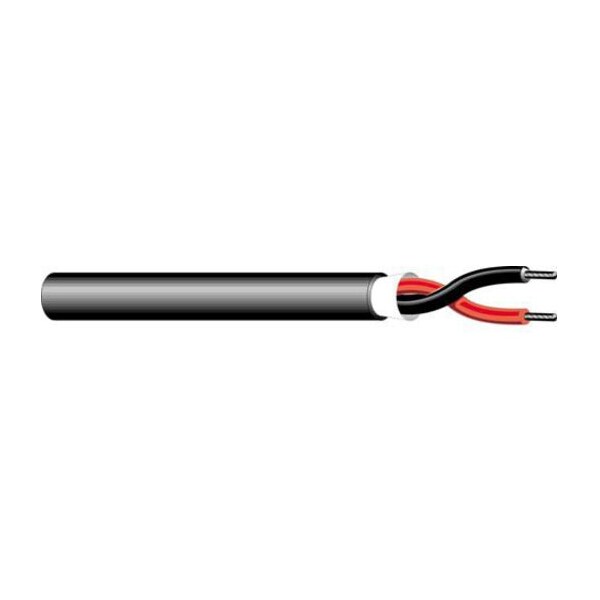 West Penn Wire Multi-Conductor Cable, 12 AWG, 2 C, Black, PVC, Stranded, 300V AC - AQ227BK1000