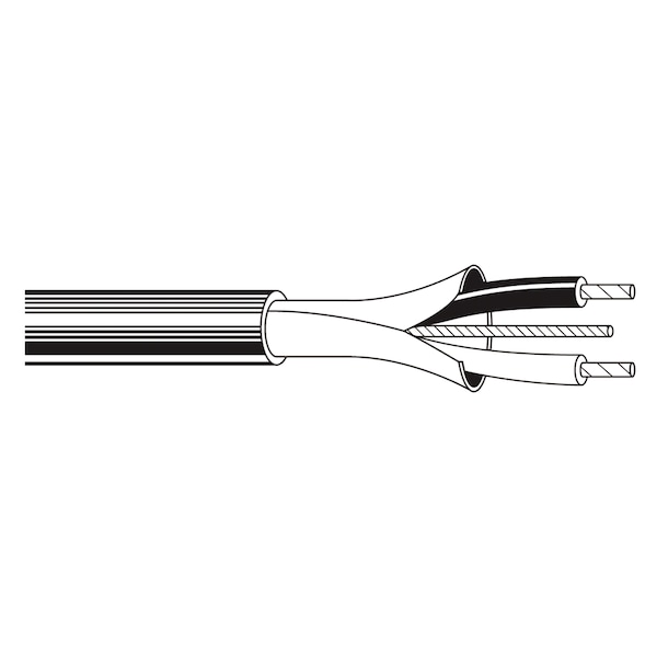 Belden Multi-Conductor Cable, 22 AWG, 2 C, Black, PVC, Stranded, 300V AC, Indoor - 9451 010U1000