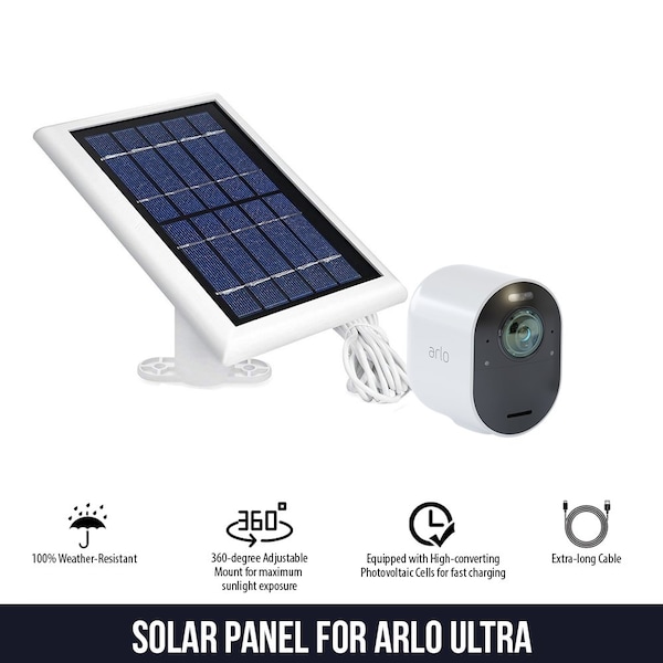 Wasserstein Solar Panel, 2 W, 6V, Cable Connector - ArloUltraSolarWht3pkUS