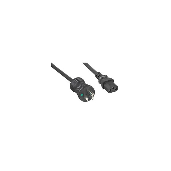 Swe-Tech 3C Hospital Grade, Green Dot, Pwr Cord, Nema 5-15 to C13, 16 AWG, SJT, 13 Amp / 125 Volt, Black, 15ft - FWT10W2-51315BK