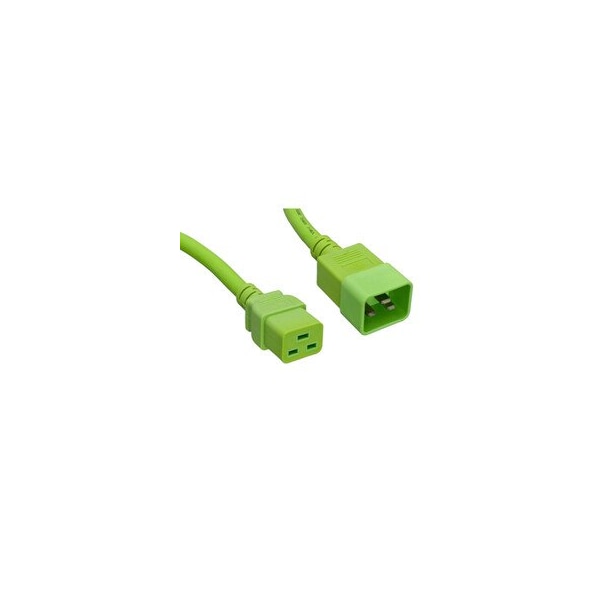 Swe-Tech 3C Heavy Duty Server Power Extension Cord, Green, C20 to C19, 12AWG/3C, 20 Amp, 10 foot - FWT10W3-41210GN