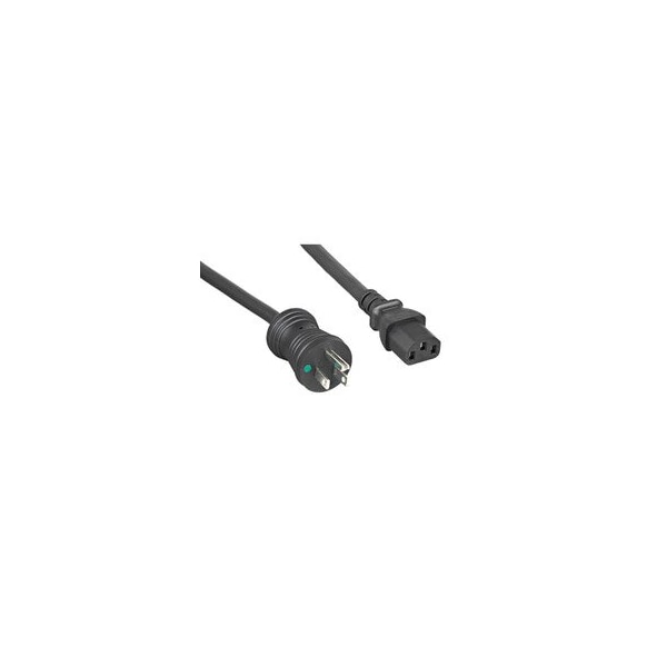Swe-Tech 3C Hospital Grade, Green Dot, Pwr Cord, Nema 5-15 to C13, 14 AWG, SJT, 15 Amp / 125 Volt, Black, 15ft - FWT10W2-51515BK
