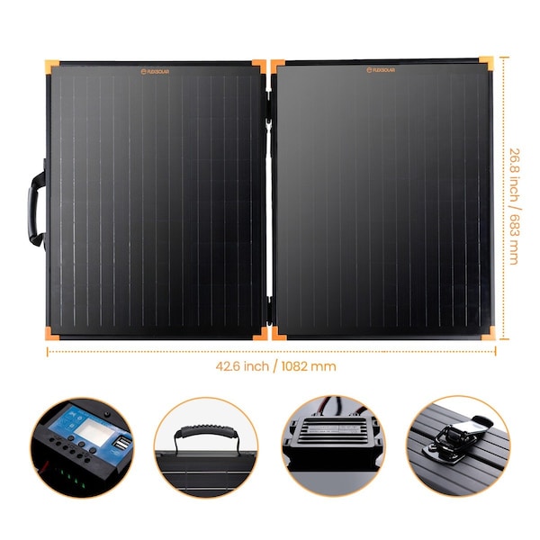Flexsolar Monocrystalline Solar Panel Kit, 100 W, 18.4V DC, 5.43 A - G100