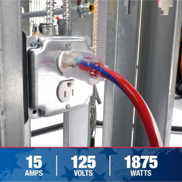 Coleman Cable SJTW Extension Cord, 12 AWG, Indoor/Outdoor, 12/3, Blue/Red/White, 25 ft - 2547SWUSA1