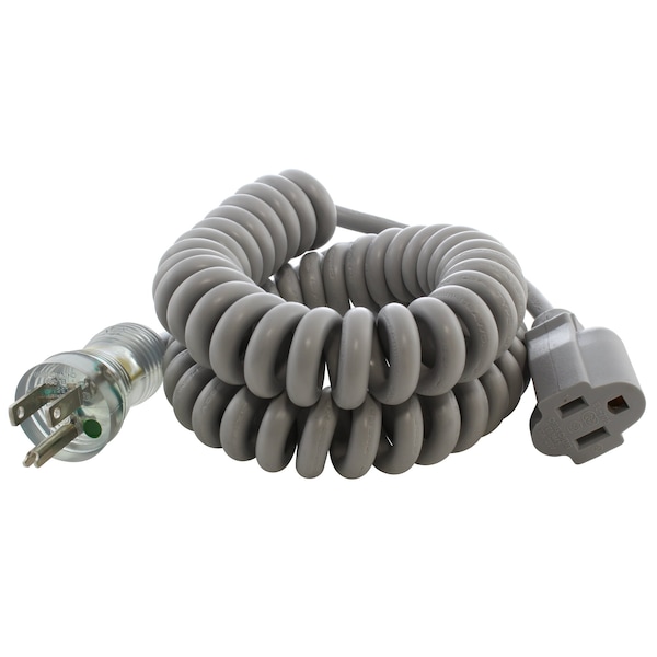Ac Works SJTW Extension Cord, 18 AWG, Indoor, 18/3, 1 Outlets, 5-15R, Gray, PVC, 5-15P, 6.5 ft - MDC515PR-LN