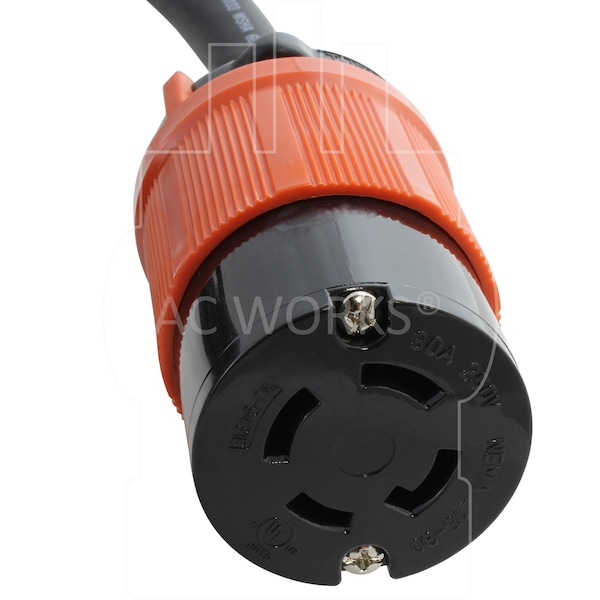 Ac Works SOOW; Cold Weather Extension Cord, 10 AWG, Indoor/Outdoor, 10/4, 1 Outlets, Black, Rubber, Nylon - L1530PR-025