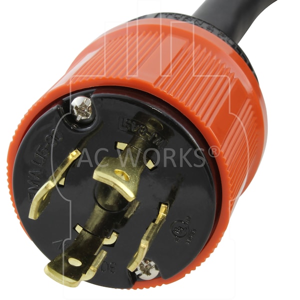 Ac Works SOOW; Cold Weather Extension Cord, 10 AWG, Indoor/Outdoor, 10/4, 1 Outlets, Black, Rubber, Nylon - L1530PR-025
