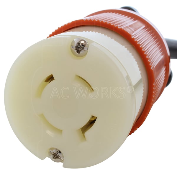 Ac Works SOOW Extension Cord, 12 AWG, Indoor/Outdoor, 12/4, 1 Outlets, L16-20R, Black, Rubber, L16-20P - L1620PR-050