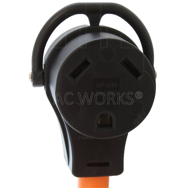 Ac Works STW Extension Cord, 10 AWG, Indoor/Outdoor, 10/3, 1 Outlets, TT-30R, Orange, PVC, TT-30P, 25 ft - TT30PR-025F