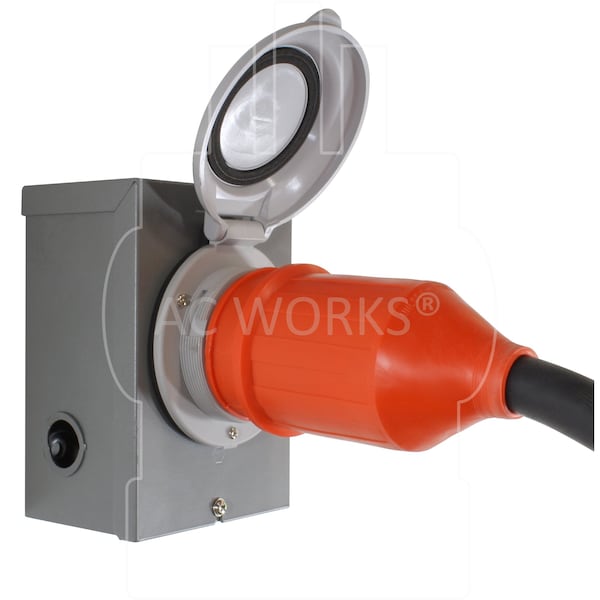 Ac Works SOOW Locking Extension Cord, 10 AWG, Indoor/Outdoor, 10/3, 1 Outlets, Black, Rubber, Nylon, L5-30P - TEL530-025