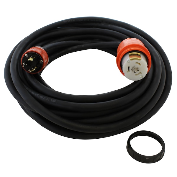 Ac Works SOOW Locking Extension Cord, 10 AWG, Indoor/Outdoor, 10/3, 1 Outlets, Black, Rubber, Nylon, L5-30P - TEL530-025
