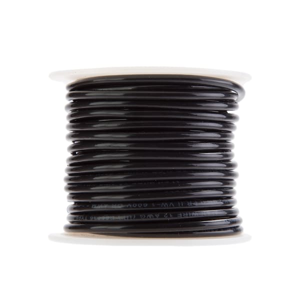 Remington Industries THHN, Building Wire, Copper, 12 AWG, Black, Stranded, 100 ft - 12STRBLATHHN100