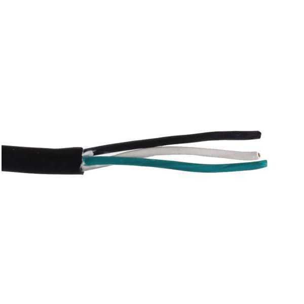 Zoro Select Portable Cord, SJOOW, 18 AWG, 3 C, Black, Rubber, Stranded, 300V, Indoor/Outdoor - E3620