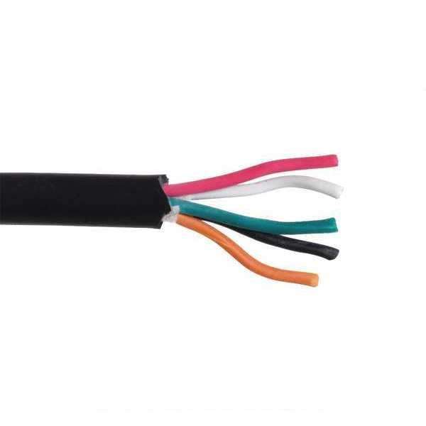 Zoro Select Portable Cord, SOOW, 16 AWG, 5 C, Black, Rubber, Stranded, 600V, Indoor/Outdoor - E3639
