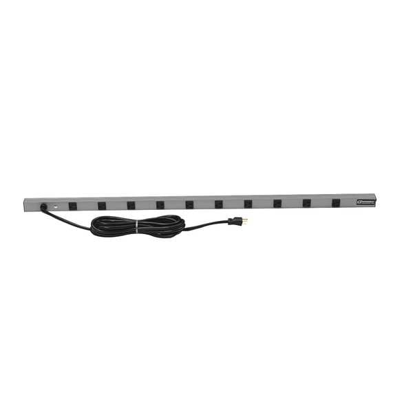 Power First Outlet Strip, 15A, 10 Outlet, 48 in., Gray - 5HN11