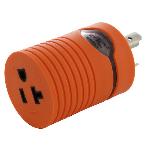 Ac Works Adapter 20A 125V L5-20P Male Plug To 5-15/20R 15/20A T-blade Female Connector - ADL520520