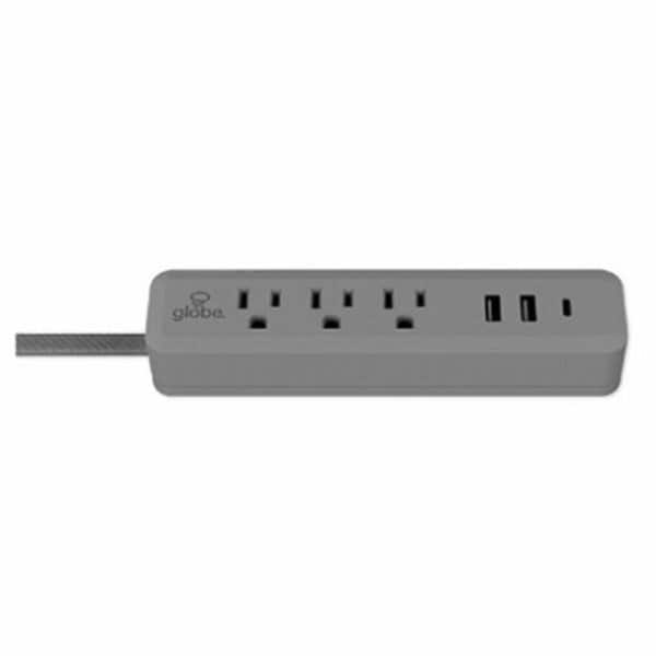 Fivegears 3-Outlet USB-A & USB-C Cord Power Strip, Grey - FI3238278