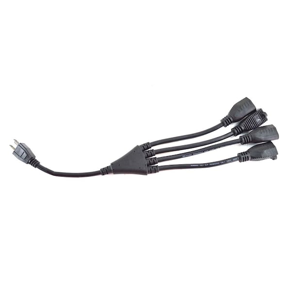Superior Electric 1-to-4 Power Cord Splitter Cable - 18 Inches - Black - SE1542