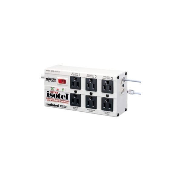 Tripp Lite Datacom Surge Protector, 6 Outlet, Gray - ISOTEL 6 ULTRA